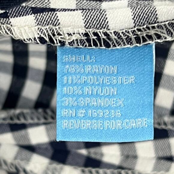 J McLaughlin Georgina Ankle Pant Women 2 Blue White Gingham Check Stretch Preppy - Picture 11 of 13